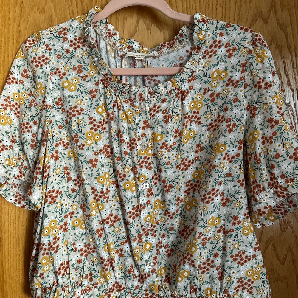 Fall Floral cropped blouse